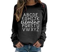 Sudadera Elemeno para mujer, de manga larga, para maestra, para educación temprana, informal, cómoda, de tela suave, suéteres para mujer, Negro, S