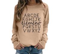 Sudadera Elemeno para mujer, de manga larga, para maestra, para educación temprana, informal, cómoda, de tela suave, suéteres para mujer, caqui, XL