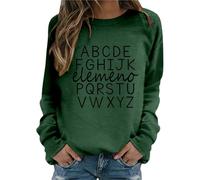 Sudadera Elemeno para mujer, de manga larga, para maestra, para educación temprana, informal, cómoda, de tela suave, suéteres para mujer, verde, S