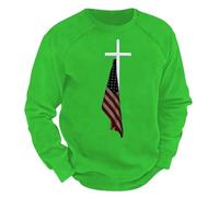 Sudadera estampada sin capucha para hombre, con cuello redondo, de manga larga, casual, para exteriores, para invierno, cálida, deportiva, para ocio, etc, verde, XL