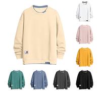 Sudadera falsa de dos piezas para hombre, casual, sudadera unisex de gran tamaño, sudaderas a rayas, cómodas, atléticas, correr, polo, cuello ligero, suéter de manga larga