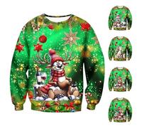 Sudadera fea de Navidad para hombre, diseño de burro de reno, disfraz divertido de Navidad, talla grande, camisetas de manga larga, sin botones, novedosa ropa de vacaciones a juego para la familia