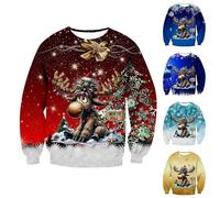 Sudadera fea de Navidad para hombre, diseño de burro de reno, disfraz divertido de Navidad, talla grande, camisetas de manga larga, sin botones, novedosa ropa de vacaciones a juego para la familia