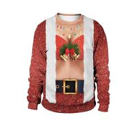 Sudadera fea de Navidad para hombre, grosera, peluda, con el pecho, trajes de Navidad, divertidos disfraces de Navidad, tallas grandes, camisetas de manga larga a juego, ropa de vacaciones familiares