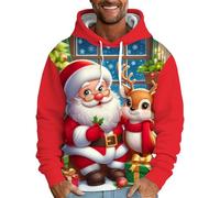 Sudadera fea para hombre, suéter feo de Navidad, con estampado 3D, suéter lindo y divertido para fiestas, Rojo De La Sandía, XL