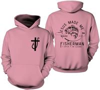 Sudadera Fishers Of Men, camisa Fisher Of Men, sudadera Jesus Made Me A Fishermen, camisas de Jesús cristiano, Rosa-1., 3XL