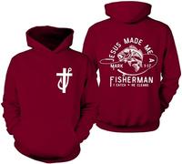 Sudadera Fishers Of Men, camisa Fisher Of Men, sudadera Jesus Made Me A Fishermen, camisas de Jesús cristiano, Claret-1, S