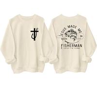 Sudadera Fishers Of Men, camisa Fisher Of Men, sudadera Jesus Made Me A Fishermen, camisas de Jesús cristiano, Khika, XL
