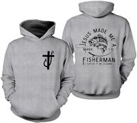 Sudadera Fishers Of Men, camisa Fisher Of Men, sudadera Jesus Made Me A Fishermen, camisas de Jesús cristiano, Gris-1, XXL