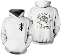 Sudadera Fishers Of Men, camisa Fisher Of Men, sudadera Jesus Made Me A Fishermen, camisas de Jesús cristiano, Blanco-1, M