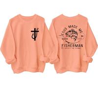 Sudadera Fishers Of Men, camisa Fisher Of Men, sudadera Jesus Made Me A Fishermen, camisas de Jesús cristiano, Hami naranja, 3XL