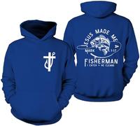 Sudadera Fishers Of Men, camisa Fisher Of Men, sudadera Jesus Made Me A Fishermen, camisas de Jesús cristiano, Klein Blue-1, L