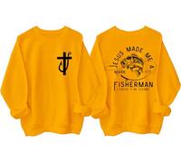 Sudadera Fishers Of Men, camisa Fisher Of Men, sudadera Jesus Made Me A Fishermen, camisas de Jesús cristiano, amarillo, XXL