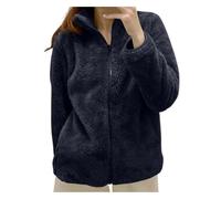 Sudadera Forro Polar para Mujer Cálida con Cremallera Chaqueta Invierno Corta Sin Capucha Color Liso Abrigo Peluche