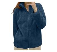 Sudadera Forro Polar para Mujer Cálida con Cremallera Chaqueta Invierno Corta Sin Capucha Color Liso Abrigo Peluche