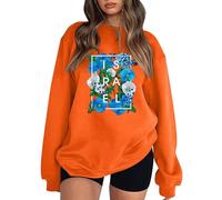 Sudadera genérica con cuello redondo para mujer con tipografía de arte floral israelí ropa orgullosa de Israel, corte cómodo y elegante para un estilo asertivo diario
