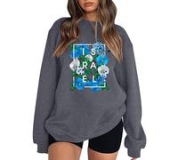 Sudadera genérica con cuello redondo para mujer con tipografía de arte floral israelí ropa orgullosa de Israel, corte cómodo y elegante para un estilo asertivo diario