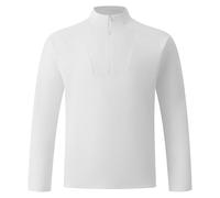 Sudadera genérica para hombre de cuarto, cremallera cuello alto, manga larga, tejido de viaje al aire libre, casual bajo capa, camisa de alta ropa urbana para estilo casual y confort, blanco, L