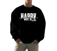 Sudadera genérica para hombre sin capucha con cuello redondo con impresión de letra de año nuevo para un estilo casual y festivo suéter de hombre con cremallera cómodo y cálido para Año Nuevo, Le Noir
