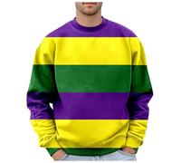 Sudadera genérica para hombre sin capucha con estampado de carnaval de Nueva Orleans para un estilo casual y de moda suéter con cremallera para hombre cómodo y práctico para actividades, amarillo, M