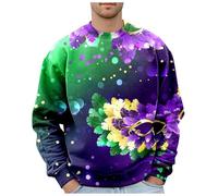 Sudadera genérica para hombre sin capucha con impresión de carnaval de Nueva Orleans para un estilo Hip Hop y cómodo, suéter cálido para hombre, moderno y práctico para ocasiones, verde, L