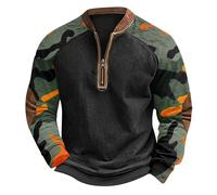 Sudadera genérica para hombre sin capucha de media cremallera con impresión de camuflaje 3D para un estilo casual y cómodo suéter caliente para hombre ideal para el ocio, ejército verde, XL