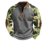 Sudadera genérica para hombre sin capucha de media cremallera con impresión de camuflaje 3D para un estilo casual y europeo suéter con cremallera para hombre cómodo y cálido para el invierno, ejército