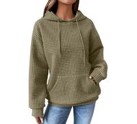 Sudadera genérica para mujer con capucha Oversize jersey a cuadros para mujer, talla grande, con cordón de ajuste, sudaderas con bolsillo canguro, con capucha holgada, abrigos sueltos, Dark Gray, XL