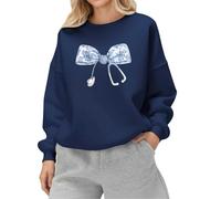 Sudadera genérica para mujer con estampado de pajarita azul estetoscopio enfermera cómoda ropa casual Sudaderas para mujer cuidadosas