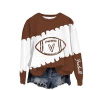 Sudadera genérica para mujer, de moda, manga larga, estampado de rugby y cuello redondo, sudadera, informal, para otoño, invierno, primavera, chaqueta suave, sudaderas, 02#Coffee, L
