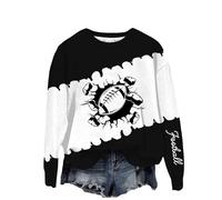 Sudadera genérica para mujer, de moda, manga larga, estampado de rugby y cuello redondo, sudadera, informal, para otoño, invierno, primavera, chaqueta suave, sudaderas, 03#negro, XXL