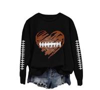 Sudadera genérica para mujer, de moda, manga larga, estampado de rugby y cuello redondo, sudadera, informal, para otoño, invierno, primavera, chaqueta suave, sudaderas, 05#negro, L