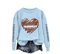 Sudadera genérica para mujer, de moda, manga larga, estampado de rugby y cuello redondo, sudadera, informal, para otoño, invierno, primavera, chaqueta suave, sudaderas, 05#sky Blue, S