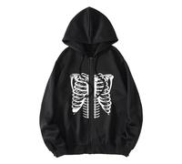 Sudadera genérica para mujer invierno moda con estampado de letras de corte suelto ajuste estilo gótico Hip Hop manga larga con cremallera con capucha para traje Y2K ideal para días fríos y fiestas