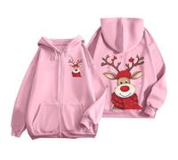 Sudadera genérica para mujer, Navidad, estampado de reno, para mujer, manga larga, abrigo de terciopelo, chaleco bordado, sudadera para mujer, invierno, suéter, lindo, chaleco suave, para salón