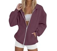 Sudadera genérica para mujer sin capucha con cremallera - Camiseta para mujer Oversize Tops con dos bolsillos altos, color puro, capa otoñal, invierno, camisa de manga larga, camisa con cuello rapeado
