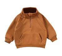 Sudadera genérica para niña, forro polar de invierno, cálido, manga larga, para niños, informal, liso, para bebés, sudadera, holgada, marrón, 4-5 Años