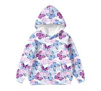 Sudadera genérica para niño, niña, manga larga, estampado de mariposa, capucha, sudadera con capucha para niño y niña