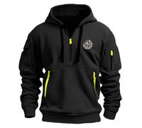 Sudadera Generisch de ropa laboral con cremallera y parche bordado en la manga, sudadera con capucha, gris para hombre sin capucha, Negro , XXL