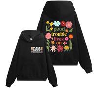 Sudadera Good Trouble, camisa Good Trouble Lives On, camisas de protesta para mujeres y hombres, camisa arcoíris para mujer y hombre, Negro-1, S