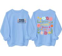 Sudadera Good Trouble, camisa Good Trouble Lives On, camisas de protesta para mujeres y hombres, camisa arcoíris para mujer y hombre, azul celeste, L