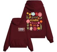 Sudadera Good Trouble, camisa Good Trouble Lives On, camisas de protesta para mujeres y hombres, camisa arcoíris para mujer y hombre, Claret-1, S