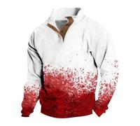 Sudadera grande para hombre, primavera, otoño e invierno, manga larga, estampado sangriento, casual, con botones, cuello alto, sudadera sin capucha, sudadera deportiva de calentamiento para hombre