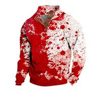 Sudadera grande para hombre, primavera, otoño e invierno, manga larga, estampado sangriento, casual, con botones, cuello alto, sudadera sin capucha, sudadera deportiva de calentamiento para hombre