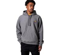 Sudadera Gris con Capucha Carhartt Hooded American Script Sweatshirt Grey Heather Silueta Amplia Y Holgada XL