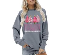 Sudadera Halloween Mujer,Camisolas Natal família,Christmas Trees Sweatshirt Womens Funny Tree Camping Sweatshirt Casual Fall Pullover Tops Sudadera Cremallera Borrego Mujer (Grey, XXL)