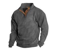 Sudadera Henley con botones para hombre, manga larga, vintage, cálida, casual, sin capucha, cuello alto, sudaderas de golf, trabajo, sudaderas deportivas lisas, ropa de calle, gris oscuro, XXL