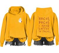 Sudadera Hocus Pocus I Need Coffee To Focus, camisa Hocus Pocus, estampado gráfico clásico para mujeres y hombres, Amarillo-2, XL