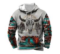 Sudadera Hombre con Capucha Algodon Otoño Invierno Sudaderas Estampado con Bolsillo de Estilo étnico Sudaderas Deporte Casual Sueltas Correr Fitness Gimnasio Outwear Hoodie Sweat Zip Hood