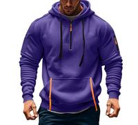 Sudadera Hombre con Capucha Deportiva Chaqueta De Hombre Invierno Polar Casual Termicas Hoodie Sudadera Ropa De Trabajo Entretiempo Básica Sueter Sweatshirt(Púrpura,M)